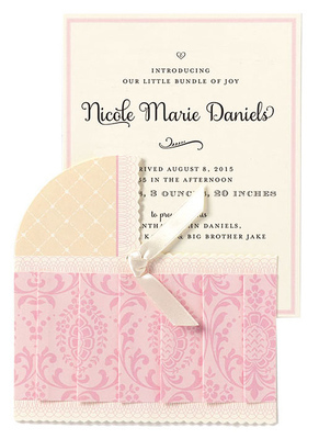 Pink Bassinet Die-cut Announcements